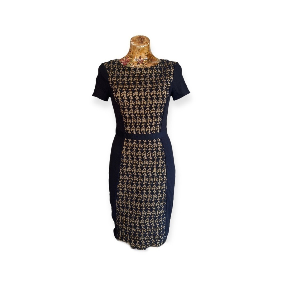 Halston Heritage dress fitted black short sleeve 4 small business office
